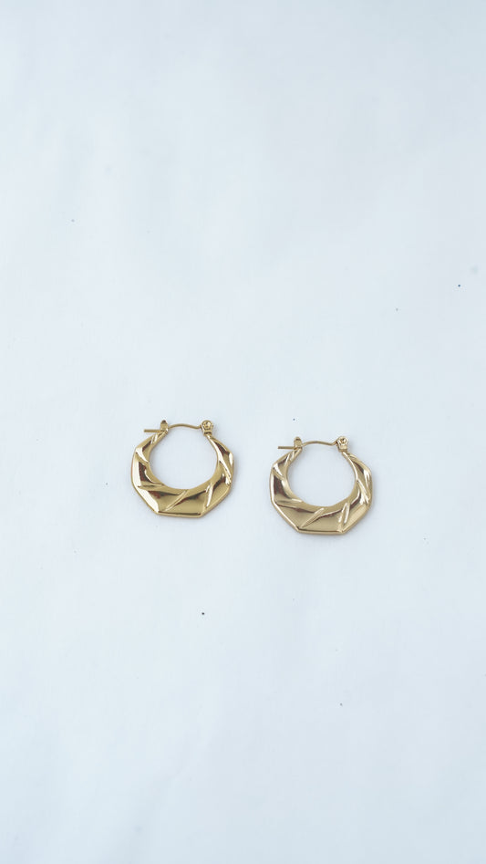 Retro Hex Earrings in 18KT gold Plated