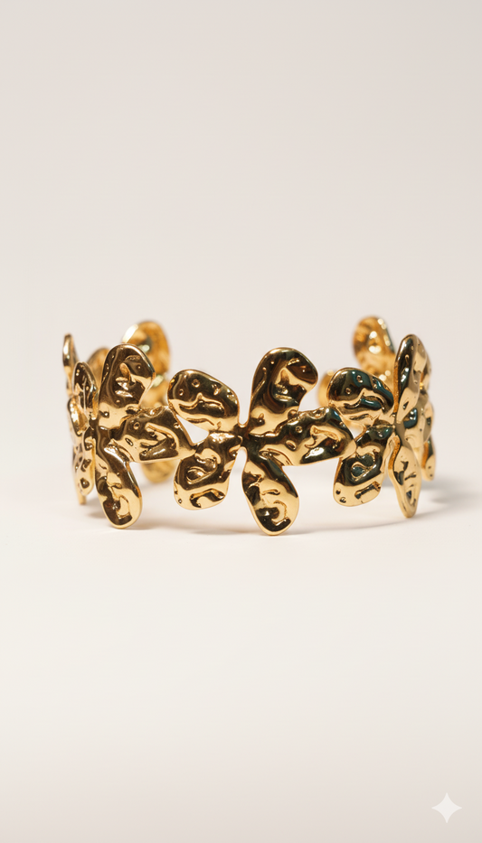 Flower Hand Cuff 18KT Gold Plated