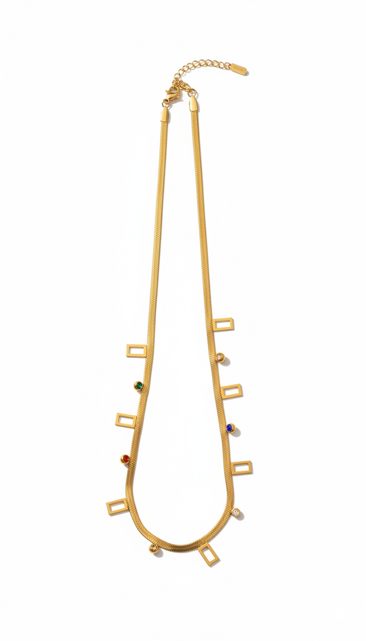 Snake chain with Square details 18kt Gold Plated