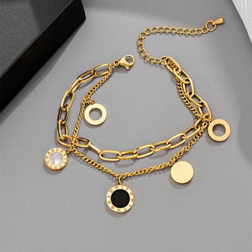 Roman Luxe Layered Charm Bracelet 18KT Gold Plated
