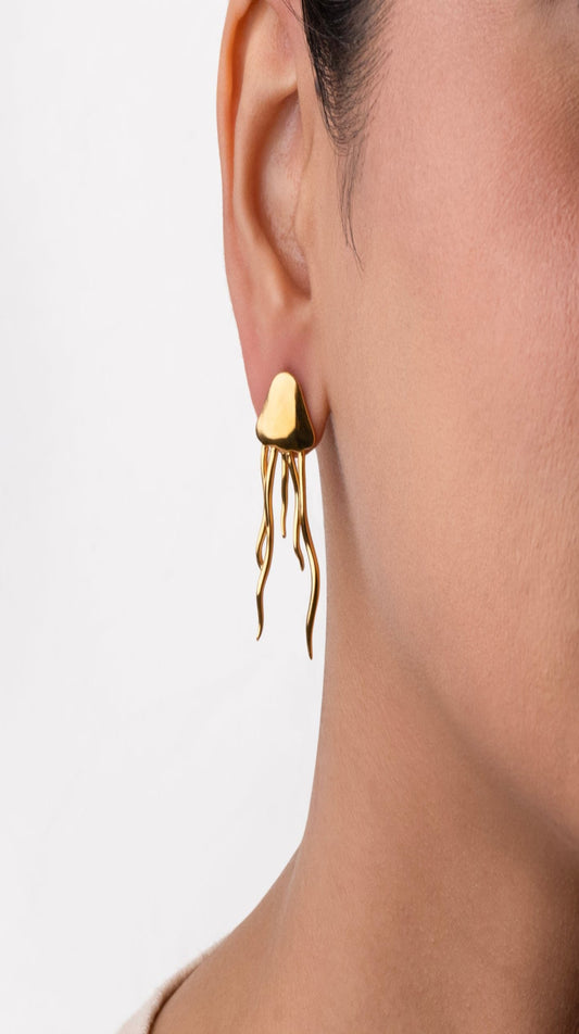 Golden Drift Jellyfish Earrings – 18KT Gold Plated