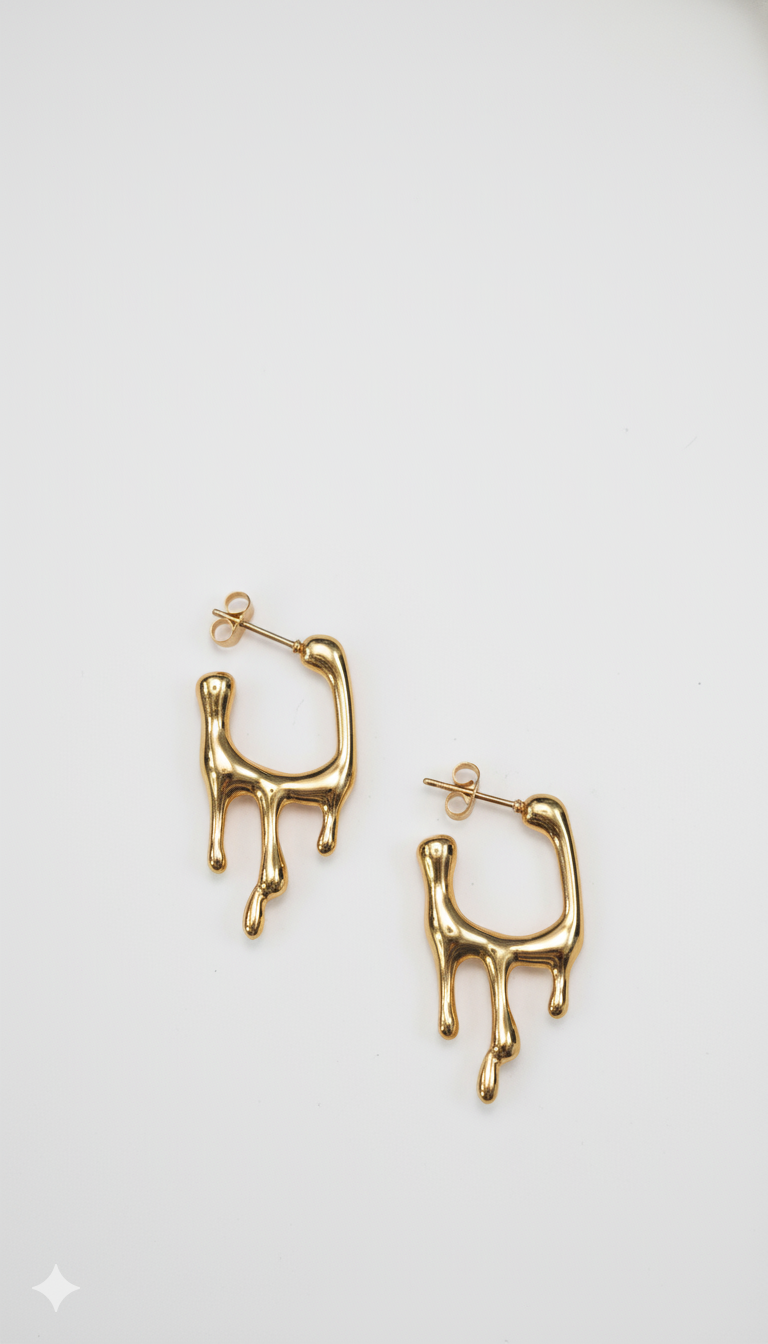 Melted Hot Earing 18KT Gold Color