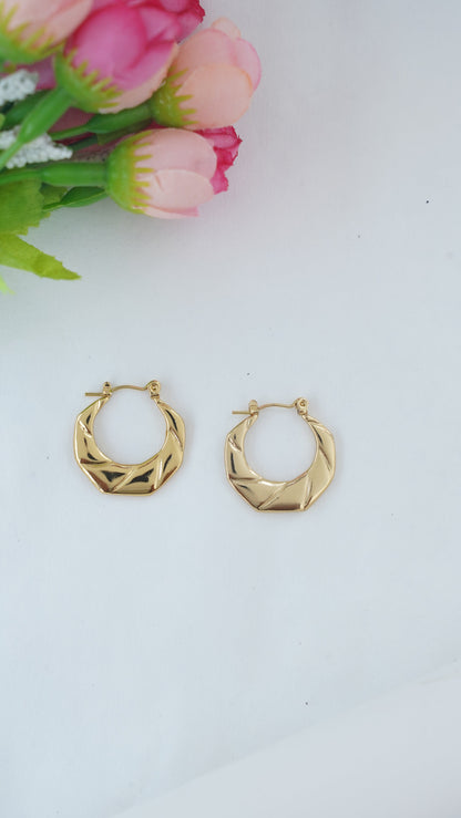 Retro Hex Earrings in 18KT gold Plated