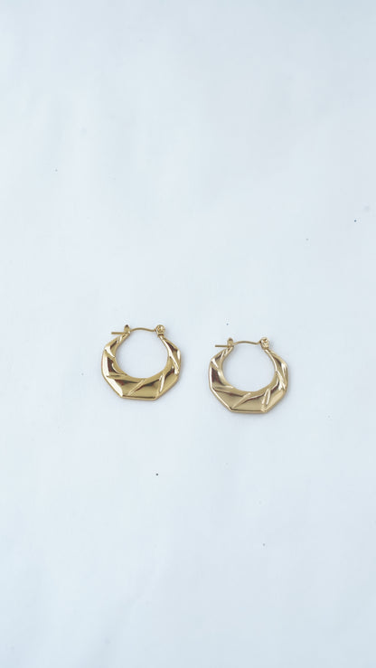 Retro Hex Earrings in 18KT gold Plated