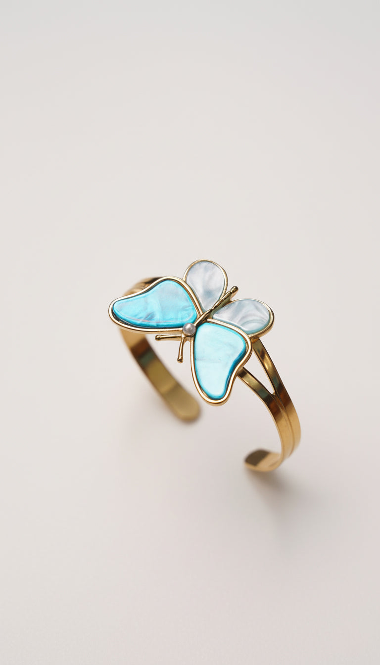 Butterfly Blue Hand Cuff 18kt gold-plated