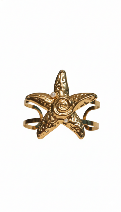 Star Fish Hand Cuff with charms 18kt Gold Plated