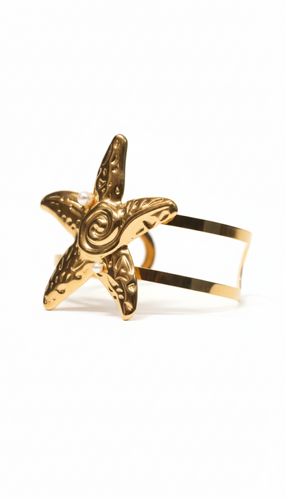 Star Fish Hand Cuff with charms 18kt Gold Plated