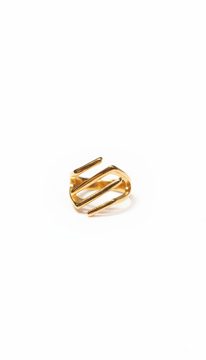 Solid Gold Zig Zag Ring 18KT Gold Color Plated