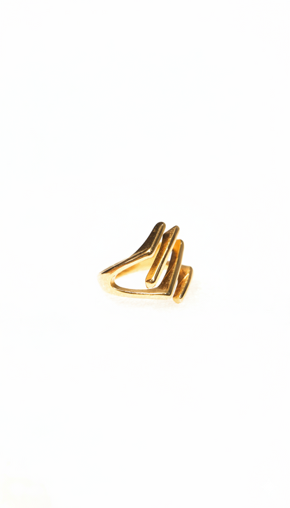 Solid Gold Zig Zag Ring 18KT Gold Color Plated