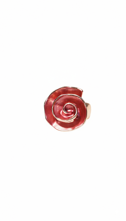 Flower Shape Acrylic Elastic 18kt Gold Plated Ring