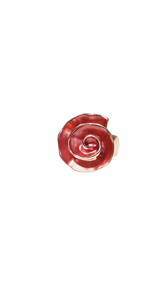 Flower Shape Acrylic Elastic 18kt Gold Plated Ring