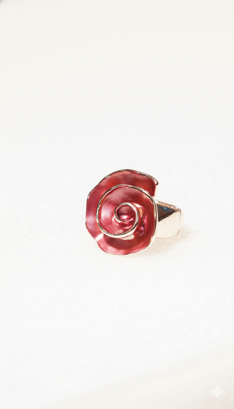 Flower Shape Acrylic Elastic 18kt Gold Plated Ring