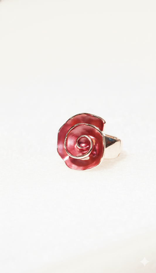 Flower Shape Acrylic Elastic 18kt Gold Plated Ring