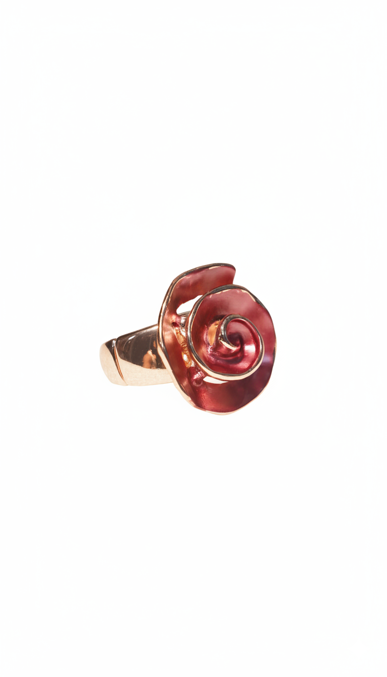 Flower Shape Acrylic Elastic 18kt Gold Plated Ring