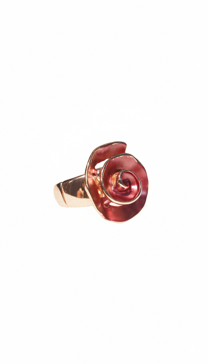 Flower Shape Acrylic Elastic 18kt Gold Plated Ring