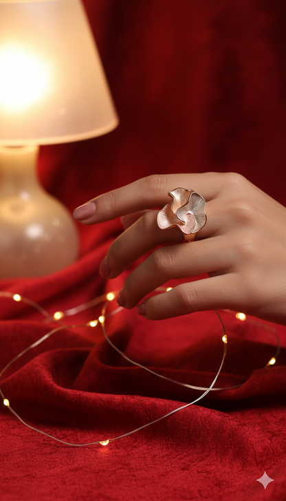 Swirl Acrylic Elastic 18kt Gold Plated Ring