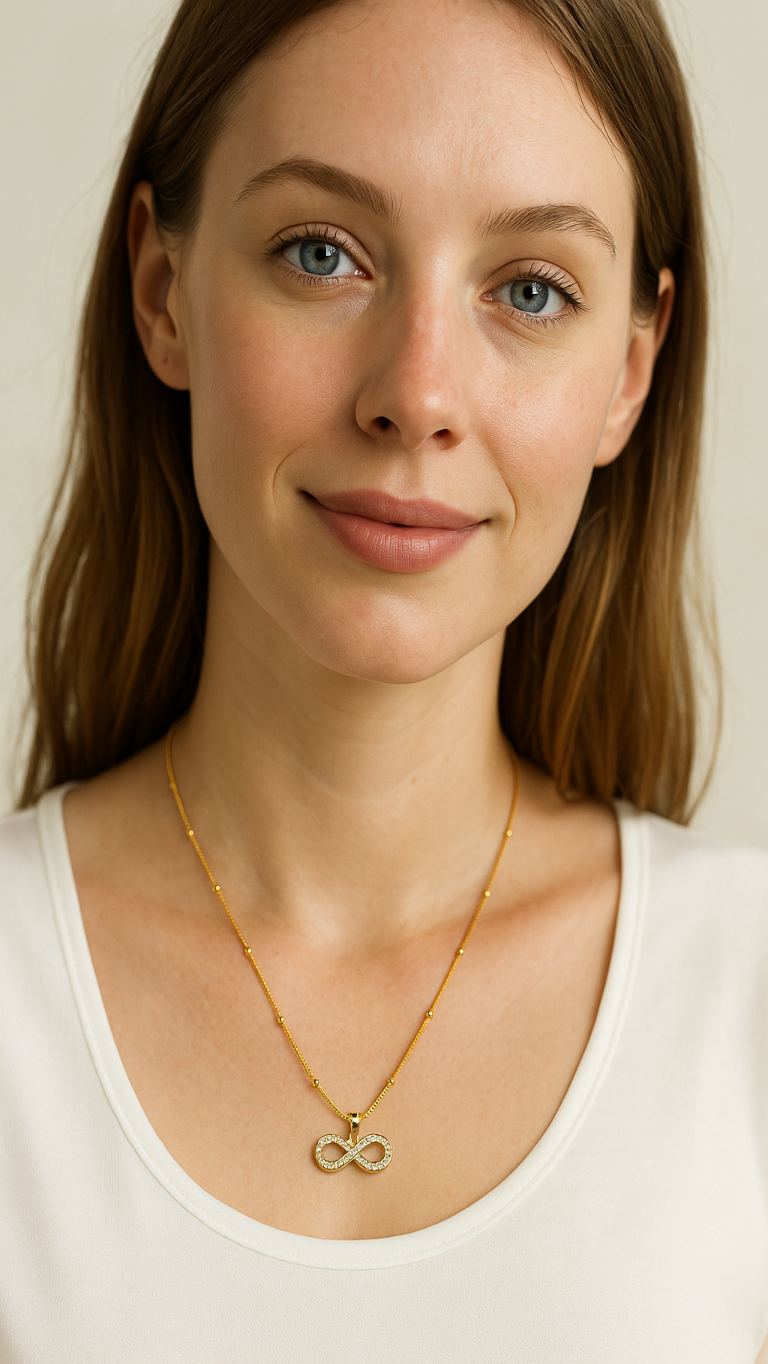 Infinity pendants with chain 18kt Gold Plated