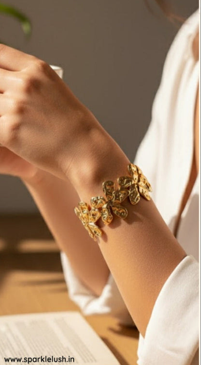 Flower Hand Cuff 18KT Gold Plated