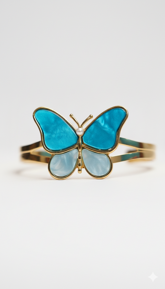 Butterfly Blue Hand Cuff 18kt gold-plated