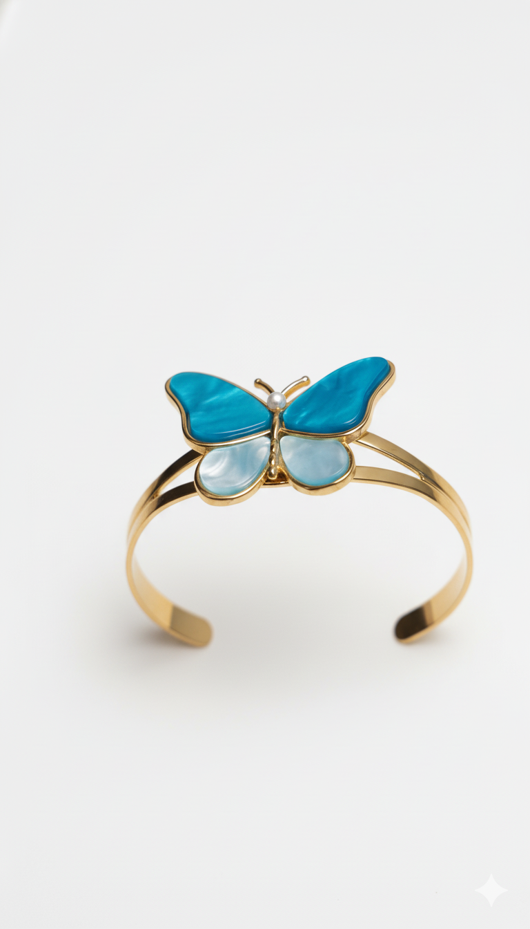 Butterfly Blue Hand Cuff 18kt gold-plated