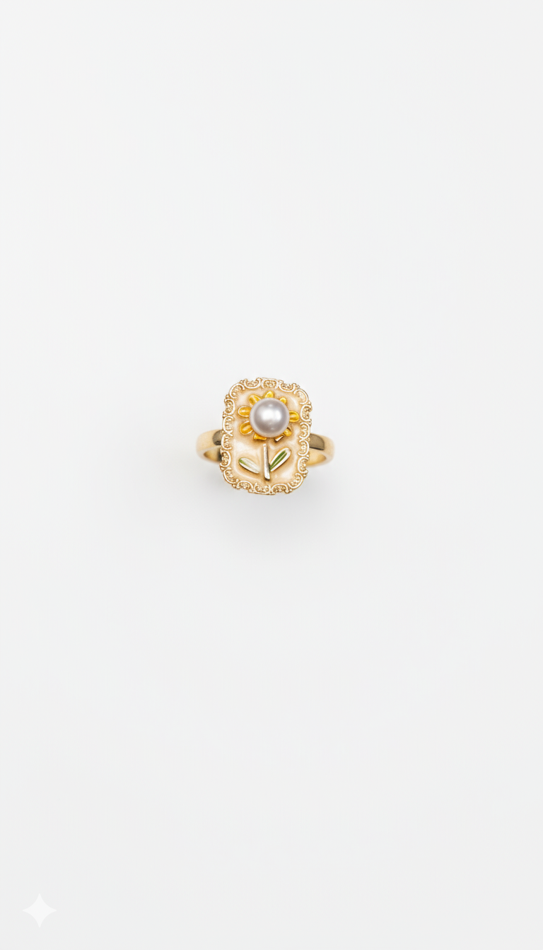 Sunflower Pearl Ring 18KT Gold Color