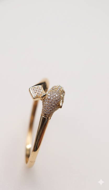 She Panther Diamond Bracelet With Ring 18kt Gold plated