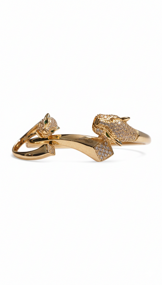 She Panther Diamond Bracelet With Ring 18kt Gold plated