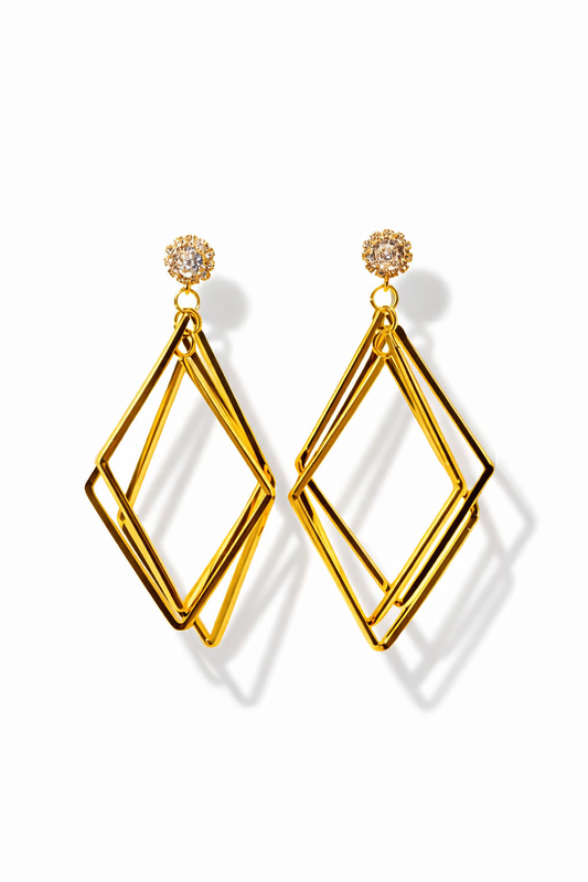 Diamond Shape Party wear earing 18KT Gold Plated