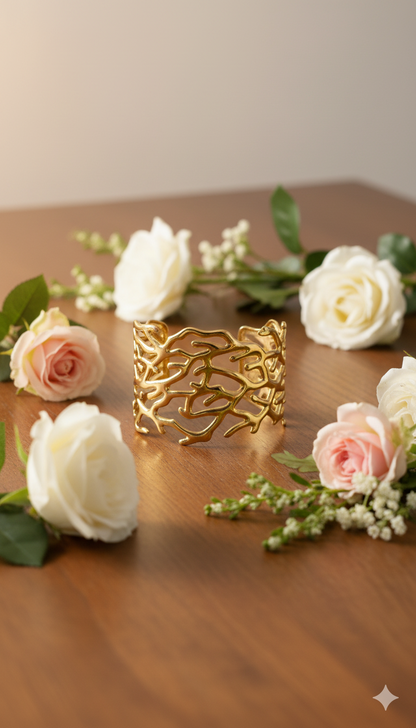 Golden Vine Hand cuff 18kt Gold plated