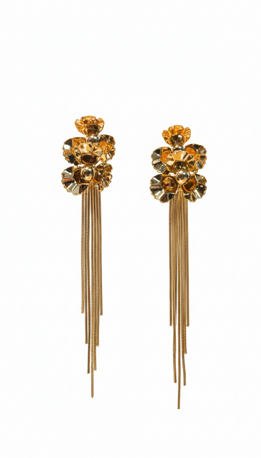 Golden Bloomfall Earrings in 18KT gold Plated