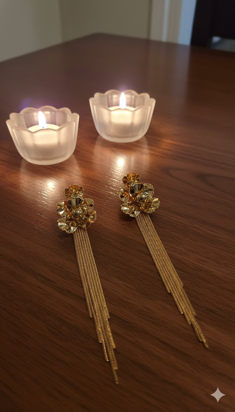 Golden Bloomfall Earrings in 18KT gold Plated