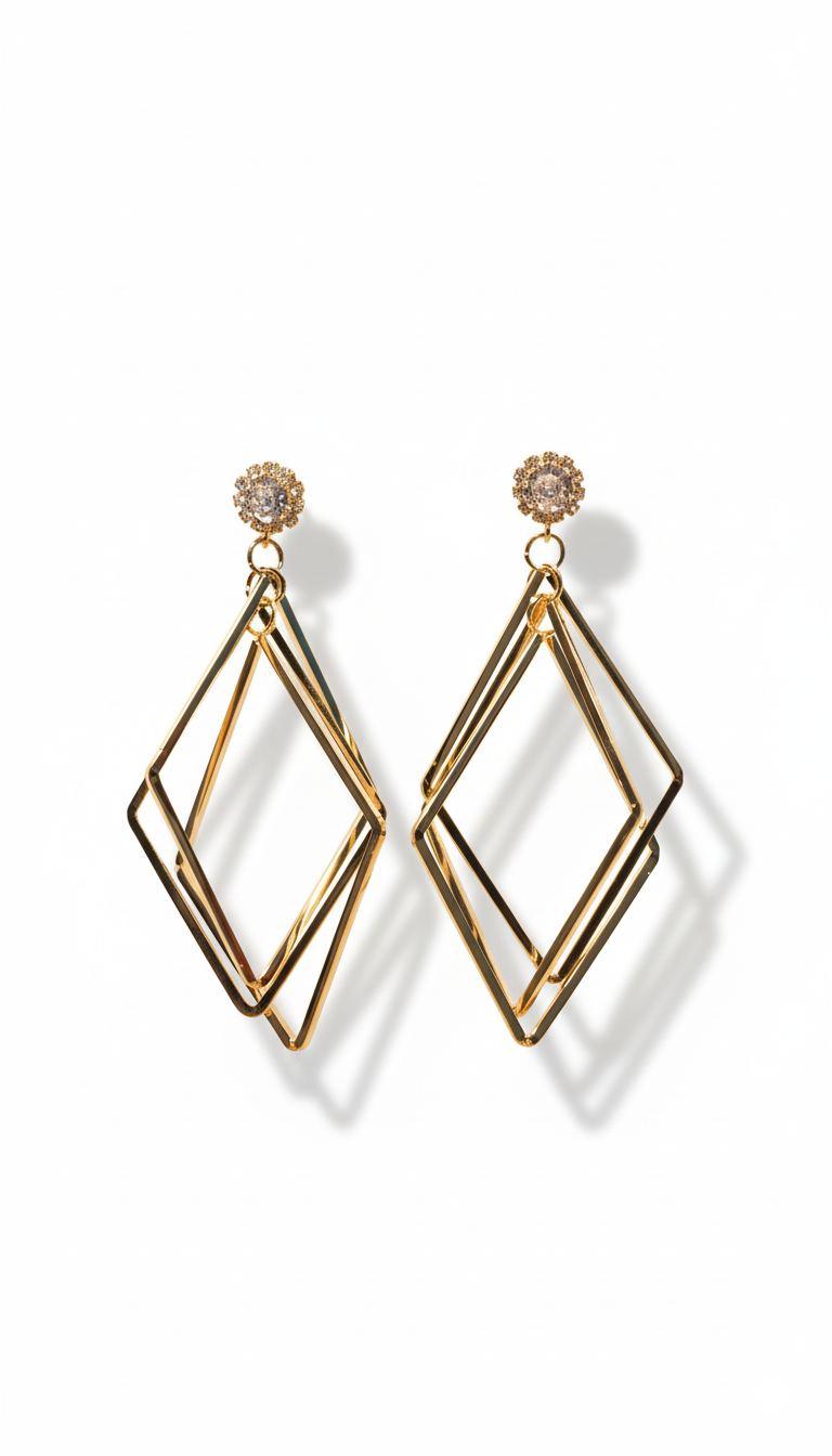 Diamond Shape Party wear earing 18KT Gold Plated