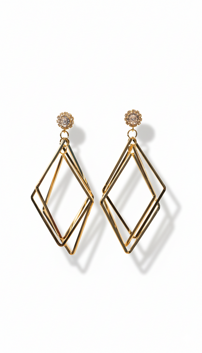Diamond Shape Party wear earing 18KT Gold Plated