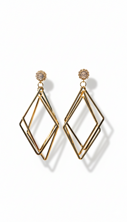 Diamond Shape Party wear earing 18KT Gold Plated