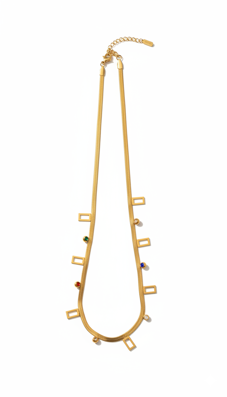 Snake chain with Square details 18kt Gold Plated