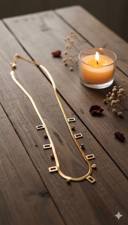 Snake chain with Square details 18kt Gold Plated