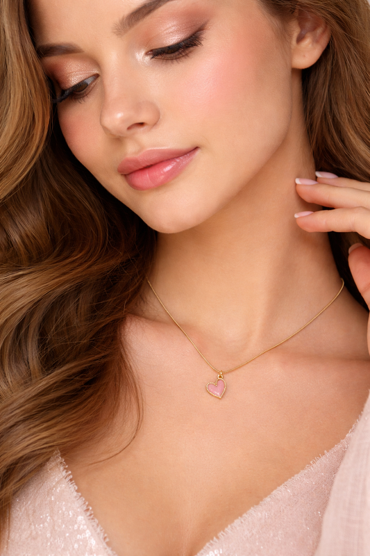 Blush Heart Pendant Necklace – 18K Gold Plated