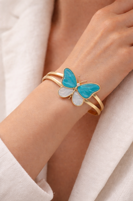 Butterfly Blue Hand Cuff 18kt gold-plated