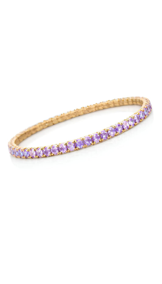 Lavender Luxe Elastic Tennis Bracelet – 18KT Gold Plated