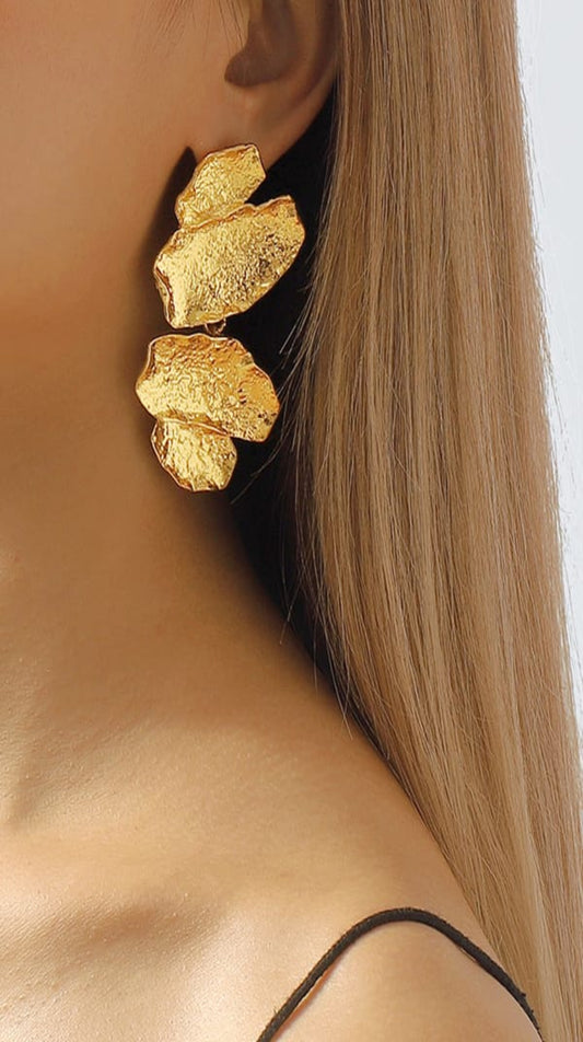 Hammered Texture Earings 18KT Gold Plated