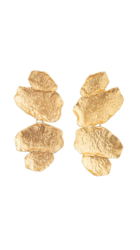 Hammered Texture Earings 18KT Gold Plated