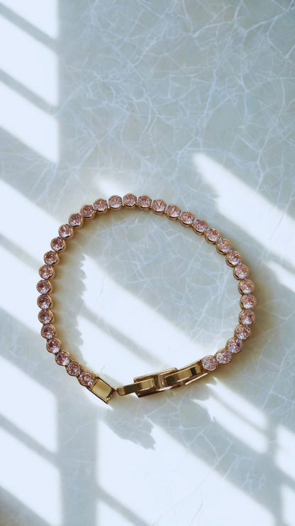 Round Glow Tennis Bracelet 18KT Gold Plated